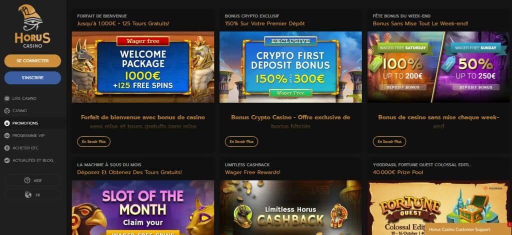 promotion horus casino